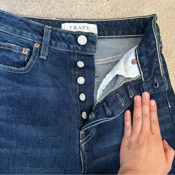 TRAVE Harper Slim Straight Frayed Hem High Waisted Take It Easy